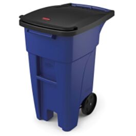 Rubbermaid Rollout Container, 32 Gal, Blue - 1 Ea