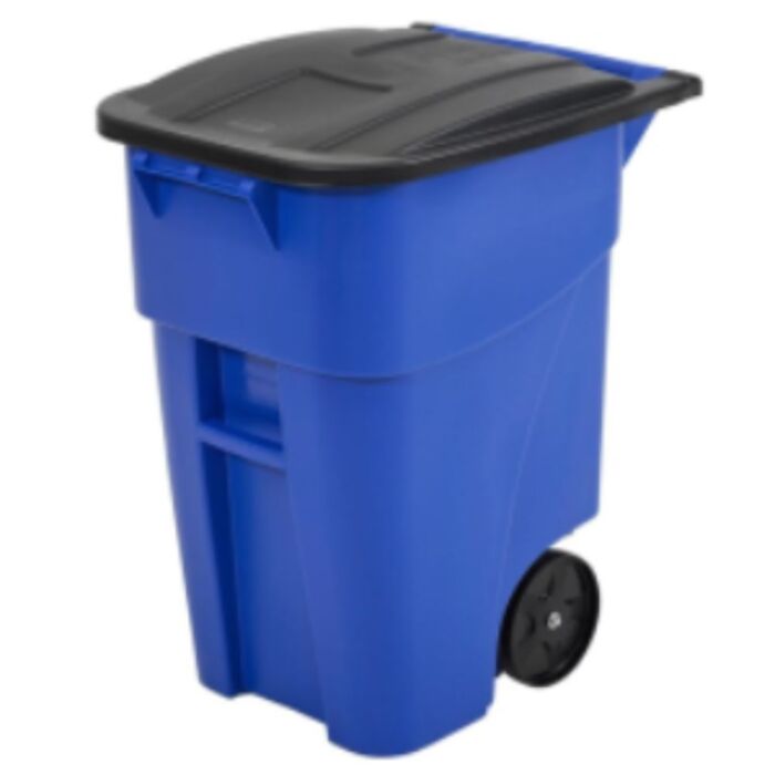 Rubbermaid Rollout Container, 50 Gal, Blue - 1 Ea