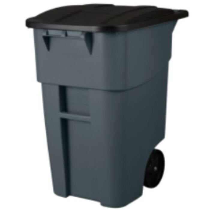Rubbermaid Rollout Container, 50 Gal, Grey- 1 Ea
