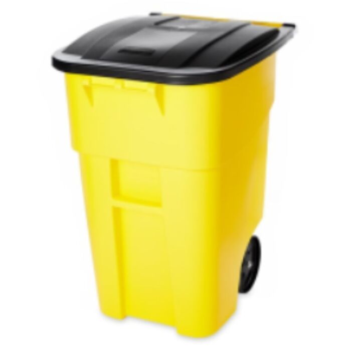 Rubbermaid Rollout Container, 50 Gal, Yellow - 1 Ea