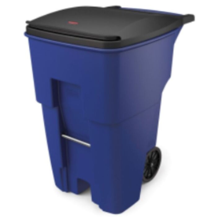 Rubbermaid Rollout Container, 95 Gal, Blue- 1 Ea