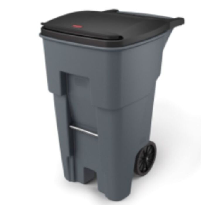 Rubbermaid Rollout Container, 95 Gal, Grey- 1 Ea
