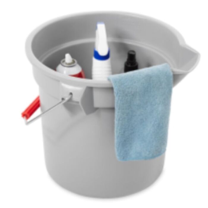 Rubbermaid Round Bucket, 14 Quart, Gray- 1 Ea