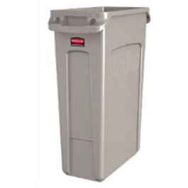 Rubbermaid Slim Jim Vented Container, 23 Gal, Beige- 1 Ea