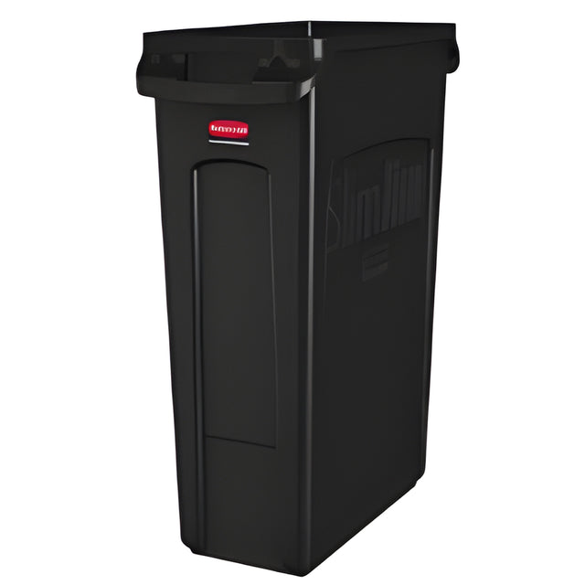 Rubbermaid Slim Jim Vented Container, 23 Gal, Black- 1 Ea, 23 Gallon