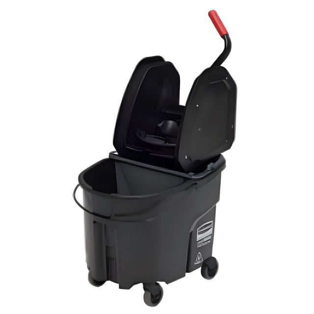 Rubbermaid Wavebreak Down Press Bucket and Wringer, Black, 35 Quart