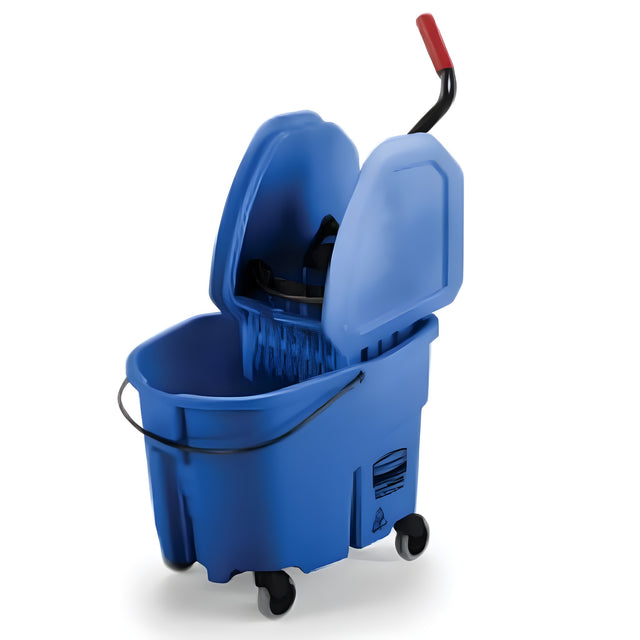 Rubbermaid Wavebreak Down Press Bucket and Wringer, Blue, 35 Quart