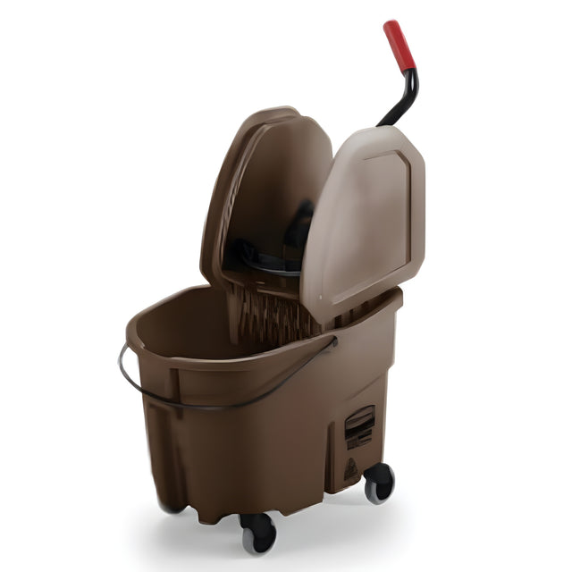 Rubbermaid Wavebreak Down Press Bucket and Wringer, Brown, 35 Quart