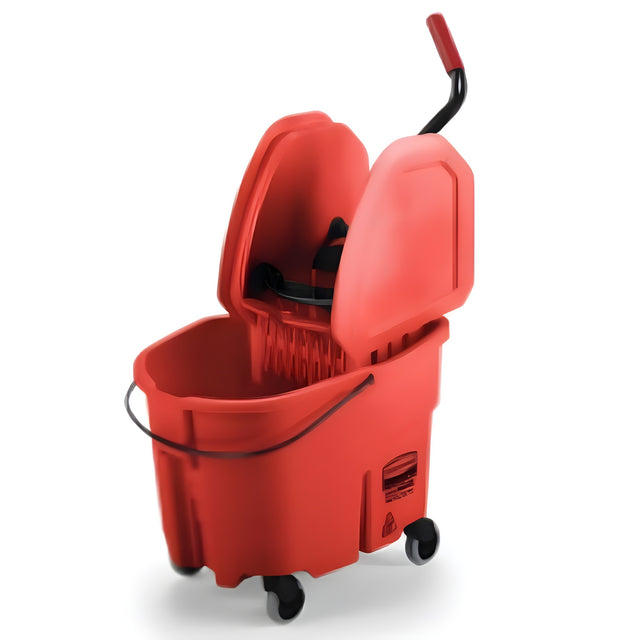 Rubbermaid Wavebreak Down Press Bucket and Wringer, Red, 35 Quart