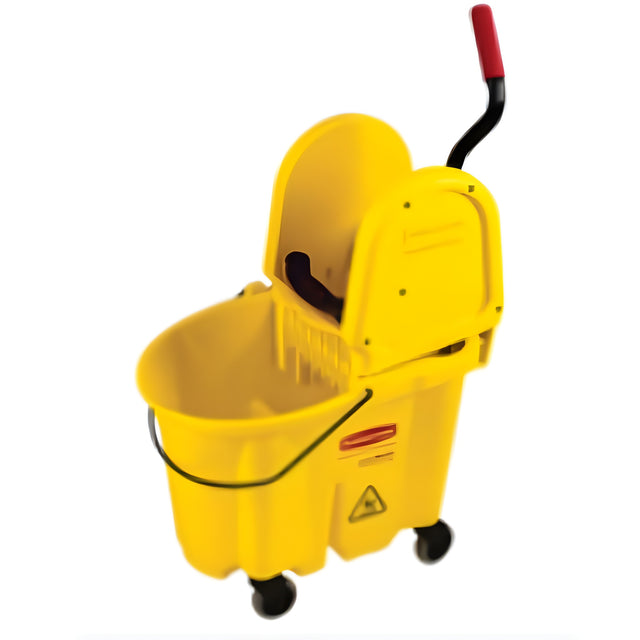 Rubbermaid Wavebreak Down Press Bucket and Wringer, Yellow, 35 Quart