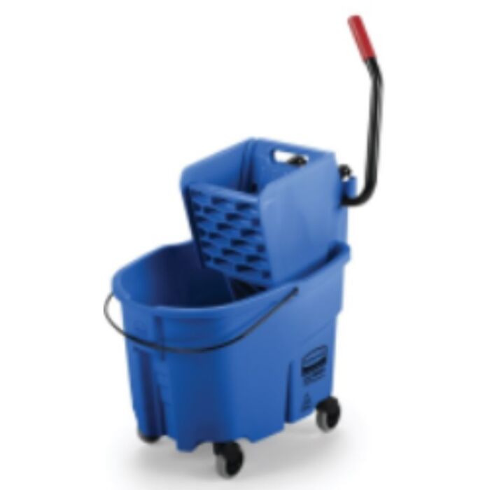 Rubbermaid Wavebreak Side Press Bucket and Wringer, Blue, 35 Quart- 1 Each
