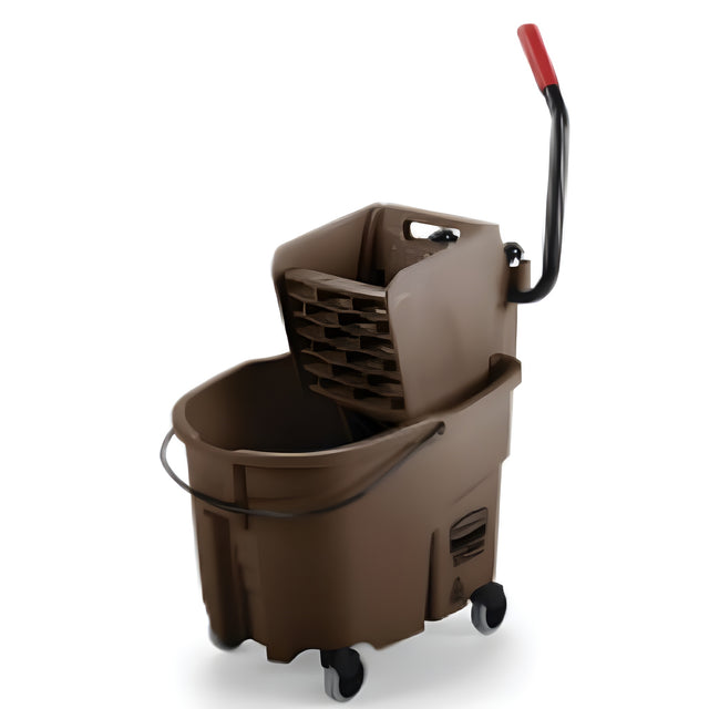 Rubbermaid Wavebreak Side Press Bucket and Wringer, Brown, 35 Quart