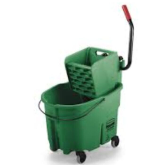 Rubbermaid Wavebreak Side Press Bucket and Wringer, Green, 35 Quart- 1 Each