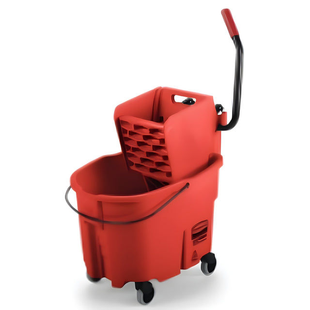 Rubbermaid Wavebreak Side Press Bucket and Wringer, Red, 35 Quart