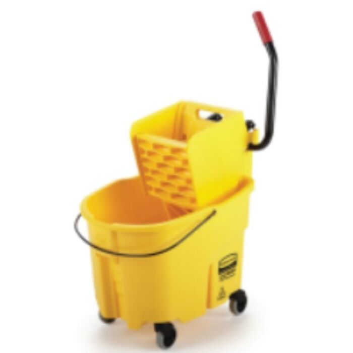 Rubbermaid Wavebreak Side Press Bucket and Wringer, Yellow, 35 Quart- 1 EachPress Bucket and Wringer, Yellow, 35 Quart- 1 Each