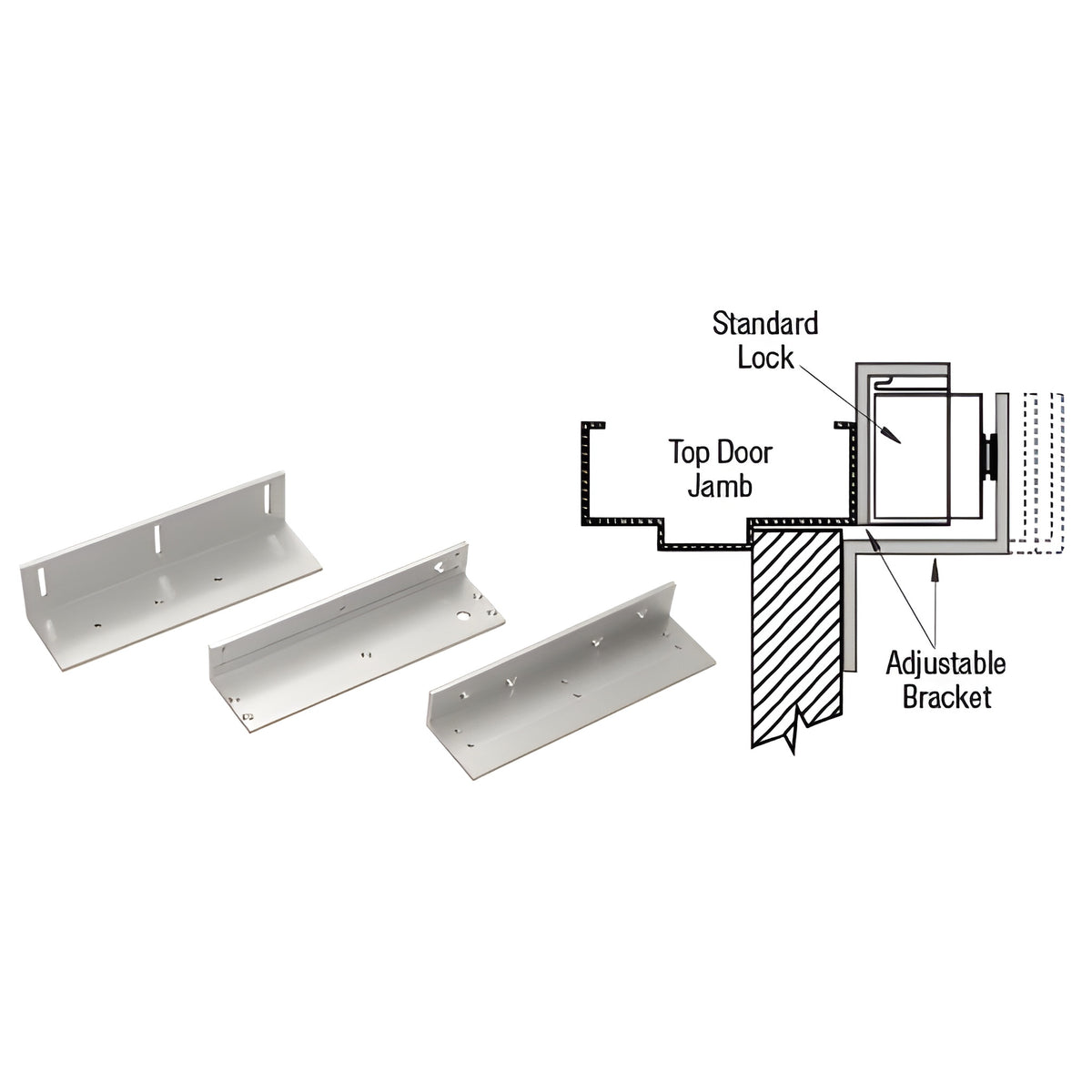 SDC® Magnetic Anodized Aluminum Top Jamb Mounting Bracket for Single SDC1511 Magnetic Lock