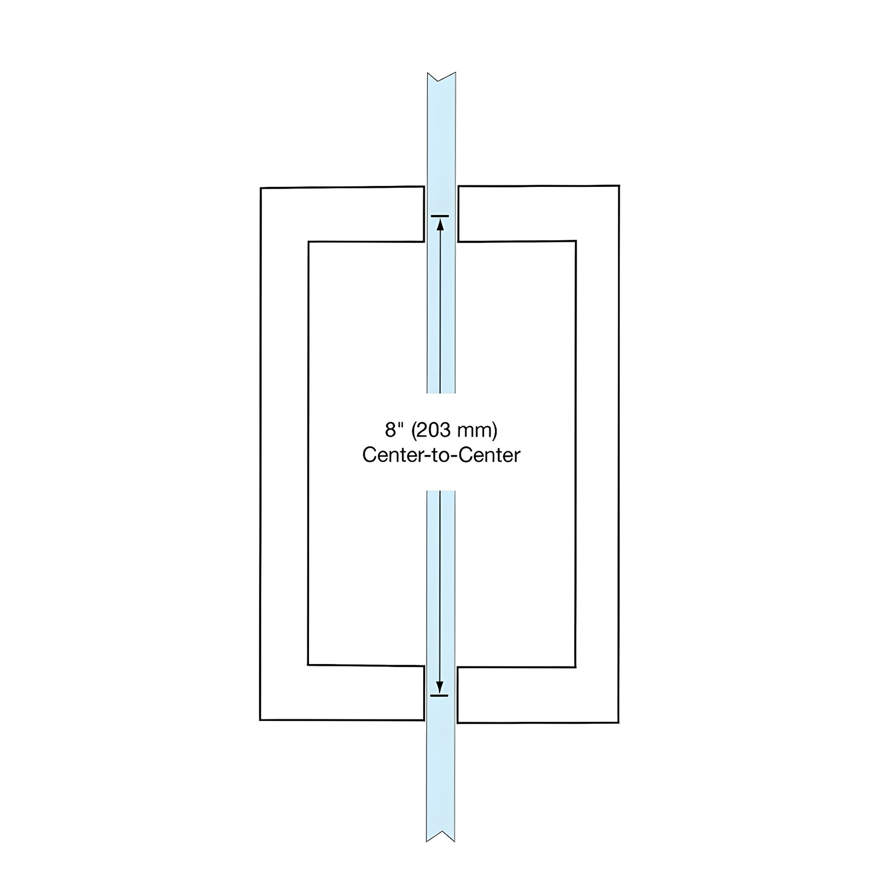 CRL Rose Gold 8" x 8" SQ Series Square Tubing Back-to-Back Pull Handles