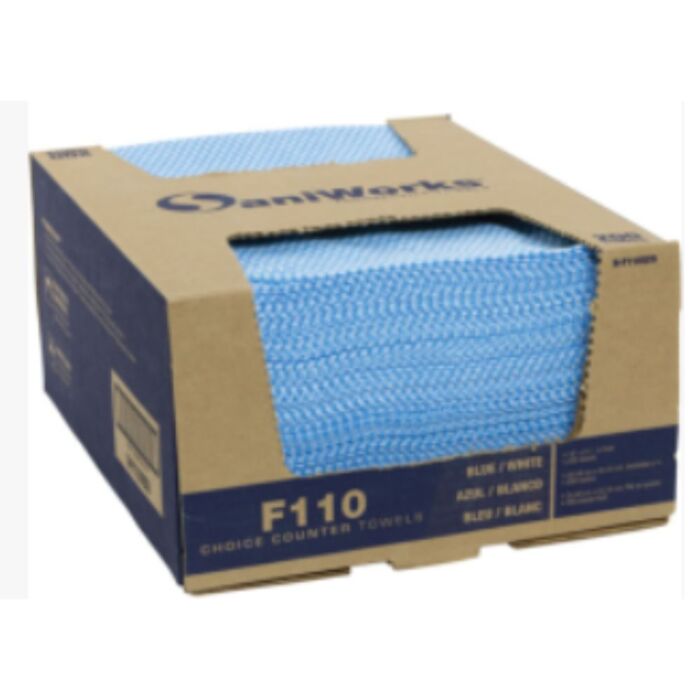 SaniWorks Choice Counter Cloths, 12"x 21", Blue- 200 / Box