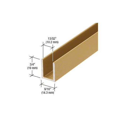 CRL Satin Brass 3/8" Fixed Panel Shower Door Deep U Channel (96") for glass panel installation