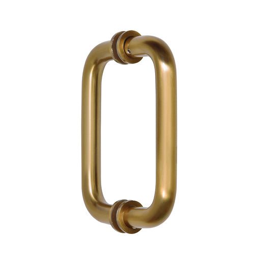 CRL Satin Brass 6" BM Series Tubular Back-to-Back Pull Handle – elegant round handle for glass shower doors
