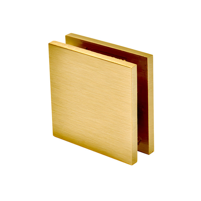 CRL Satin Brass Square Style Notch-in-Glass Fixed Panel U-Clamp