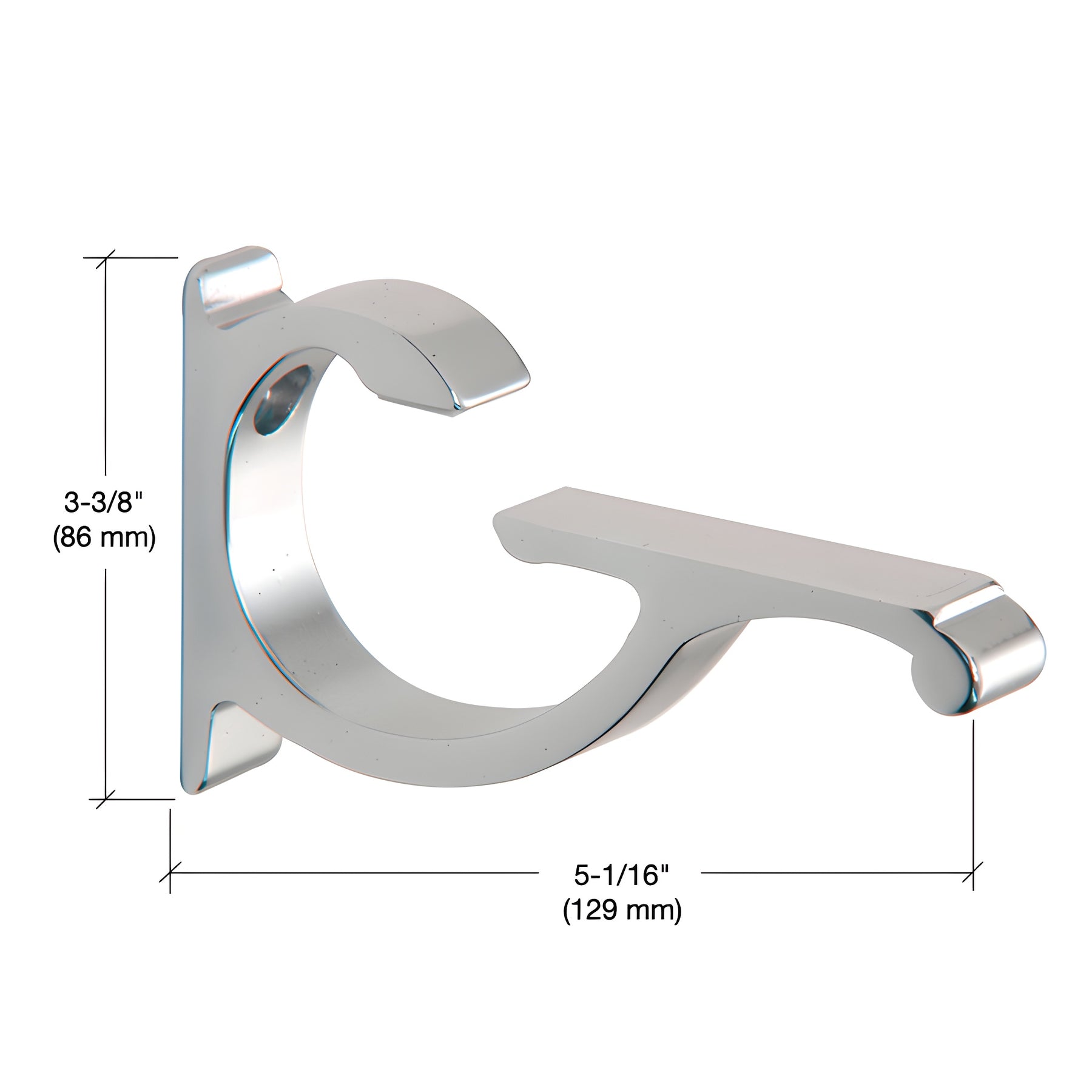 CRL Chrome Designer Aluminum Shelf Bracket for 5/8" to 3/4" Glass