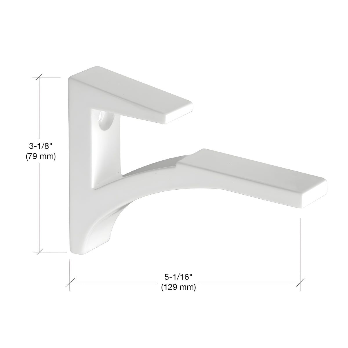 CRL White - Aluminum Shelf Bracket for 5/8" to 3/4" Glass