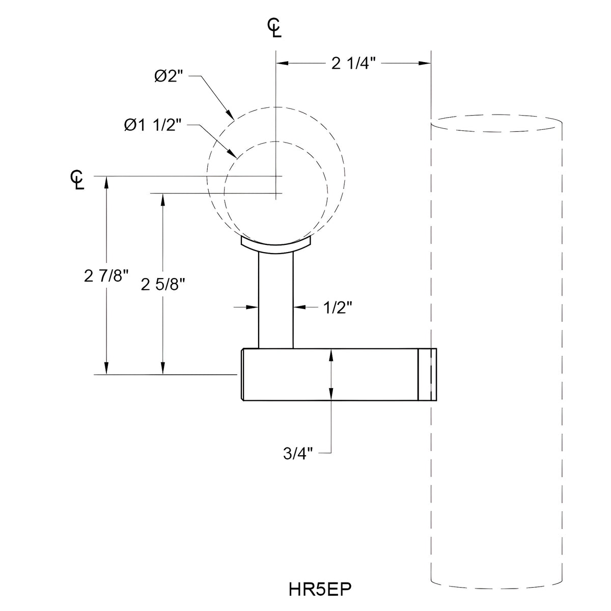 CRL Matte Black Shore Series Post Mounted Hand Rail Bracket