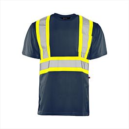Short Sleeved Traffic T-Shirt, Polyester, Navy Blue, 4" Reflective Tape, X Large- 1 Each