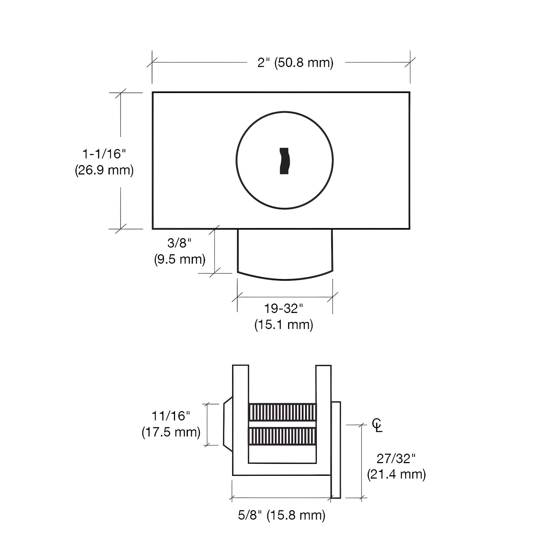 CRL Chrome Cam Lock with Stop Plate for 1/4" or 3/8" Glass - Randomly Keyed
