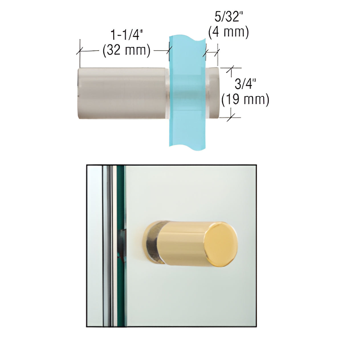 CRL Brushed Nickel Cylinder Style Single-Sided Shower Door Knob