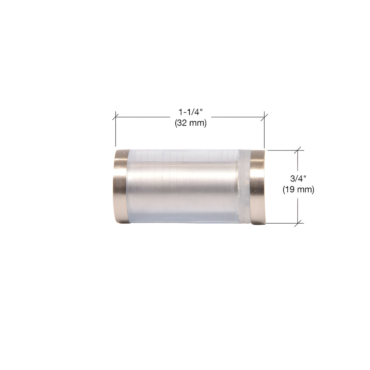 CRL Brushed Nickel Cylinder Style Single-Sided Shower Door Knob With Plastic Sleeve
