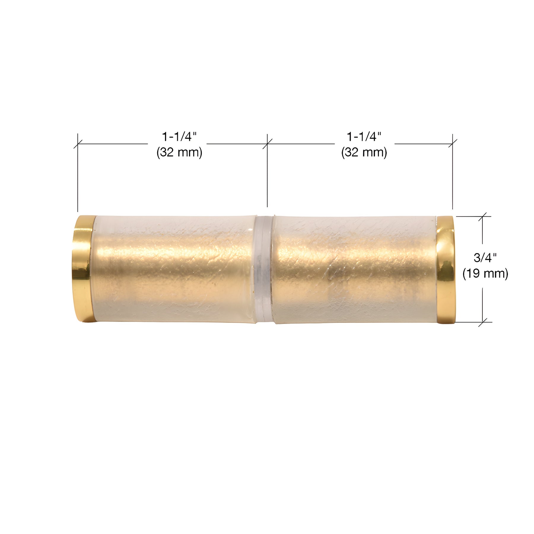 CRL Polished Brass Cylinder Style Back-to-Back Shower Door Knobs With Plastic Sleeve