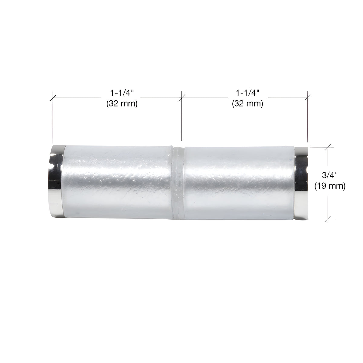 CRL Polished Chrome Cylinder Style Back-to-Back Shower Door Knobs With Plastic Sleeve