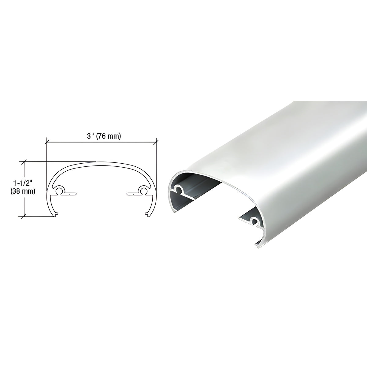 Silver Metallic 320X Series 241" Long Top Rail