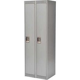 Single Tier Lockers, Bank of 2, 24"x 18"x 72", Grey- 1 Each