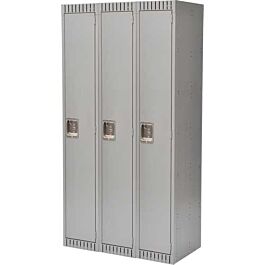 Single Tier Lockers, Bank of 3, 36"x 18"x 72", Grey- 1 Each