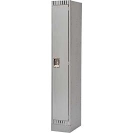 Single Tier Lockers with Recessed Base, Bank of 1, 12"x 18"x 76", Grey- 1 Each