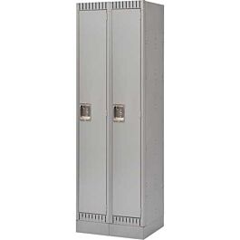Single Tier Lockers with Recessed Base, Bank of 2, 24"x 18"x 76", Grey- 1 Each
