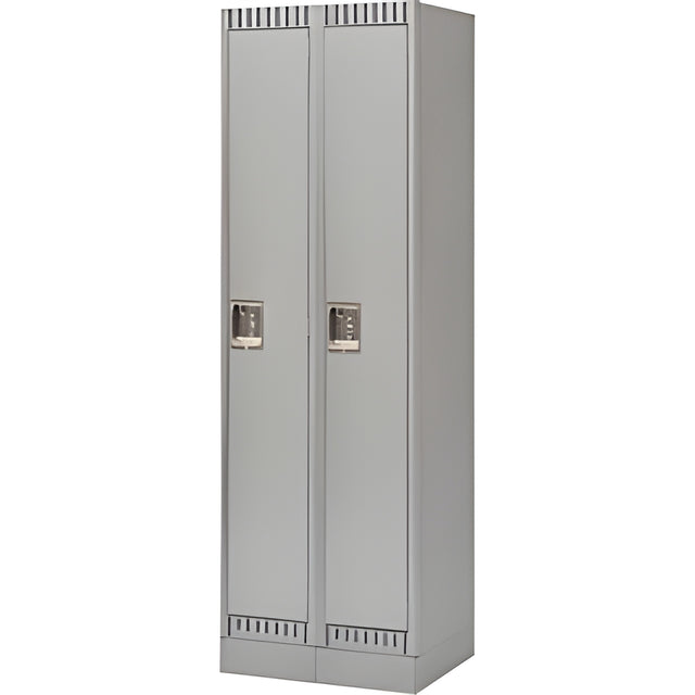 Single Tier Lockers with Recessed Base, Bank of 2, 24"x 18"x 76", Grey