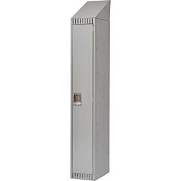 Single Tier Lockers with Slope Top, Bank of 1, 12"x 18"x 82", Grey- 1 Each