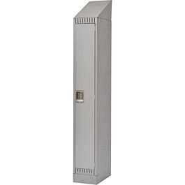 Single Tier Lockers with Slope Top and Recessed Base, Bank of 1, 12"x 18"x 86", Grey- 1 Each