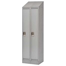 Single Tier Lockers with Slope Top and Recessed Base, Bank of 2, 24"x 18"x 86", Grey- 1 Each