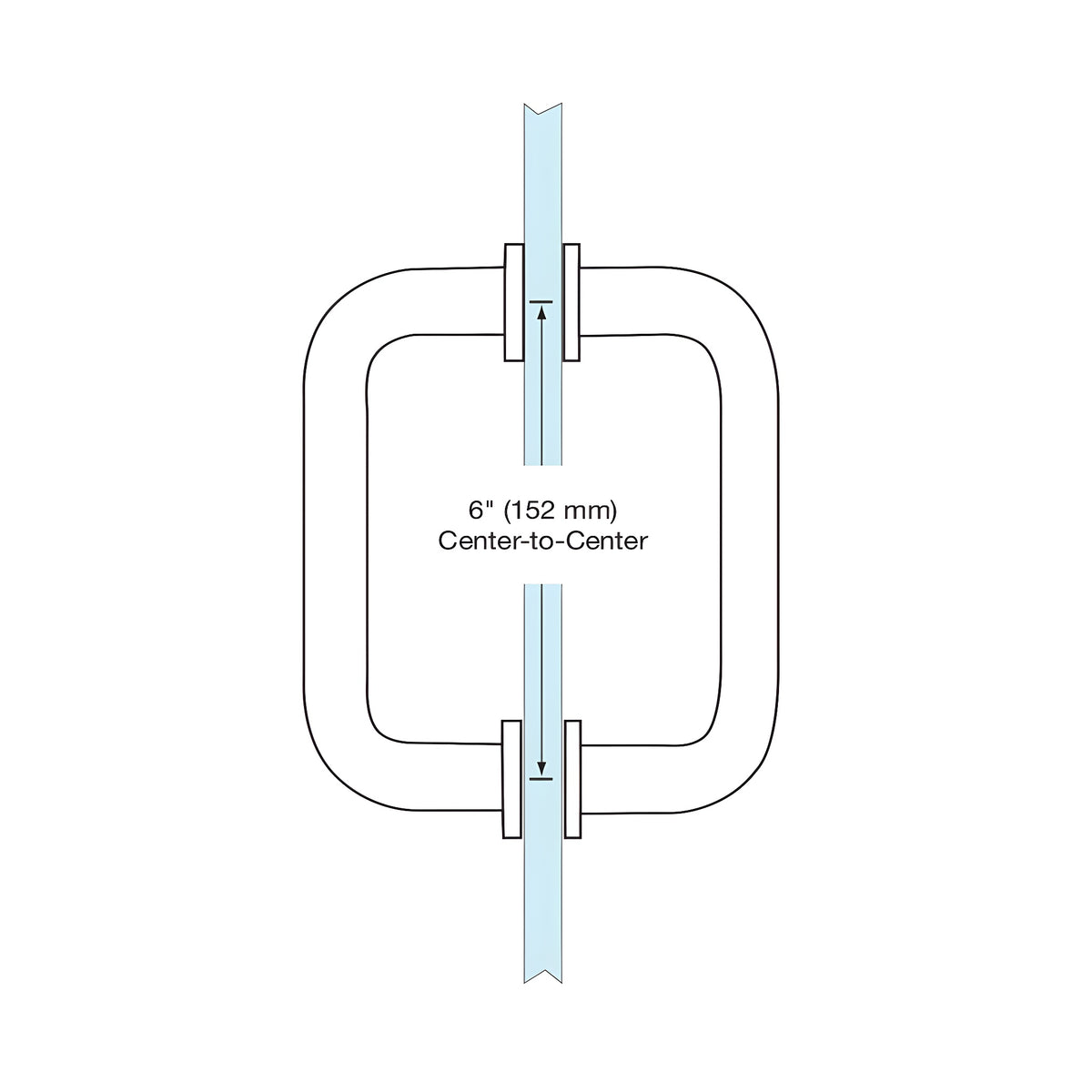 CRL Polished Chrome 6" BM Series Tubular Back-to-Back Pull Handle