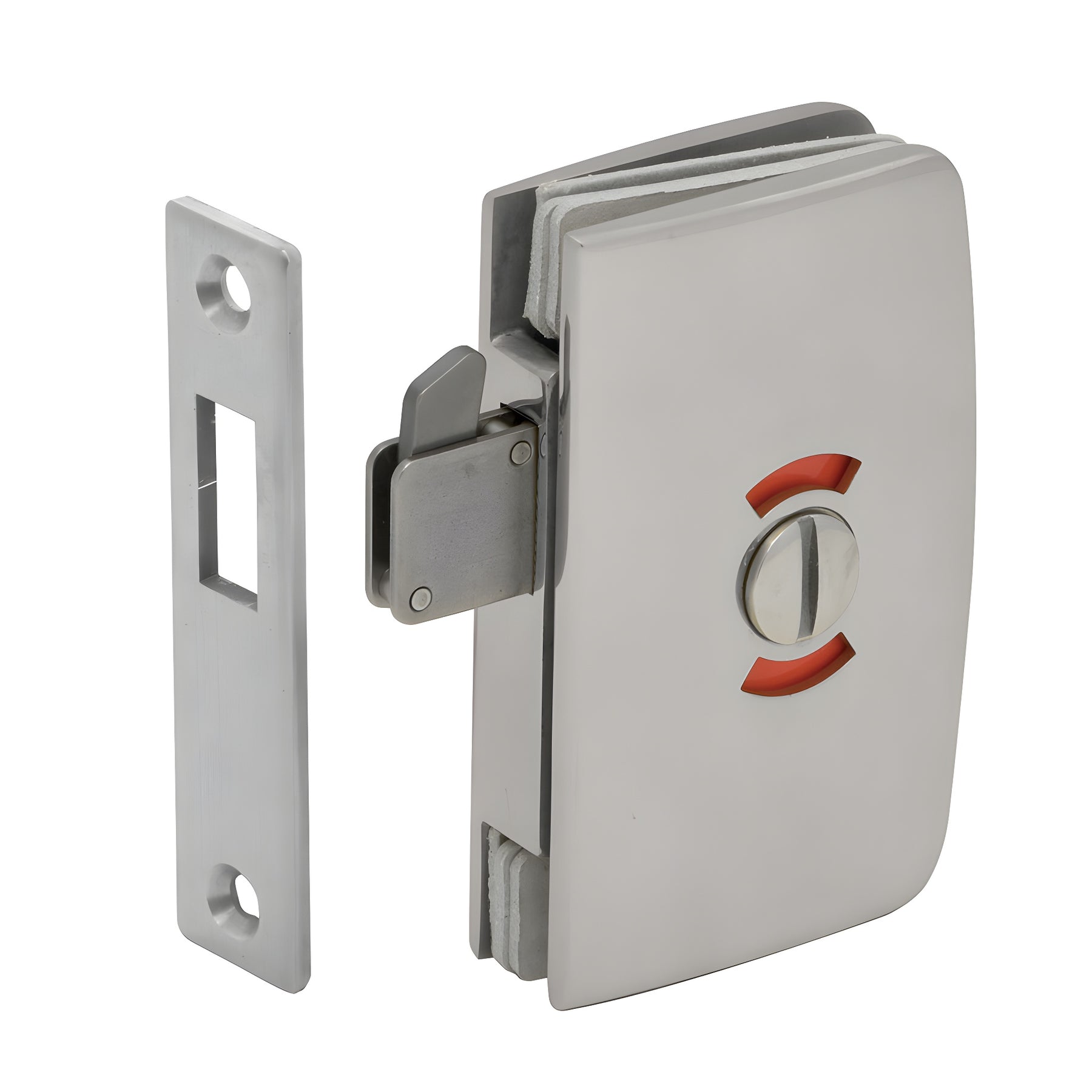 CRL Brushed Nickel Sliding Glass Door Lock with Indicator for 5/16" to 1/2" Glass