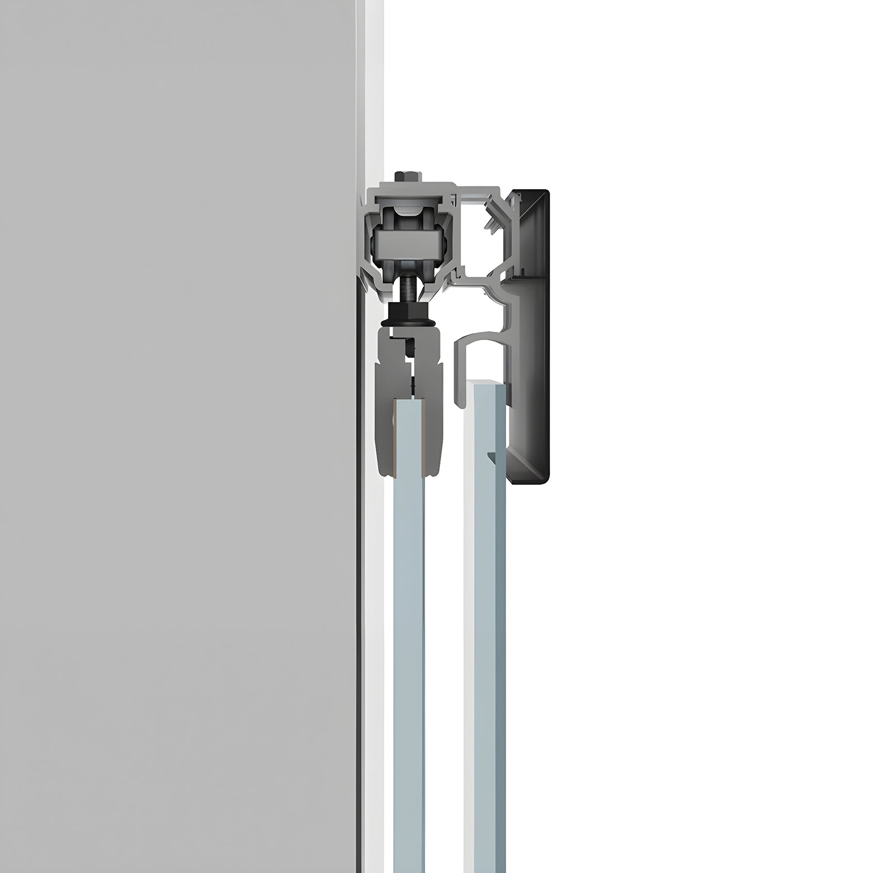 CRL50 Matte Black Series Single Sliding Door with Fixed Panel Wall Mount Kit