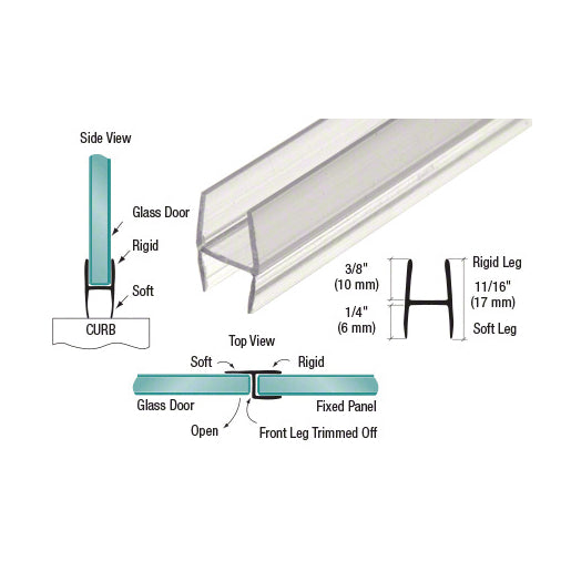 CRL Soft-Fin H-Wipe Seal for 3/8 inch Glass – Softer Durometer Edge Trim for Frameless Shower Doors