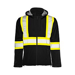 Soft Shell Traffic Jacket, 4" Refl. Tape, Black, Medium- 1 Each