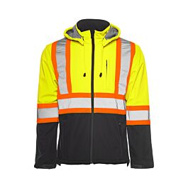 Soft Shell Traffic Jacket, 4" Refl. Tape, Yellow / Black, Large- 1 Each