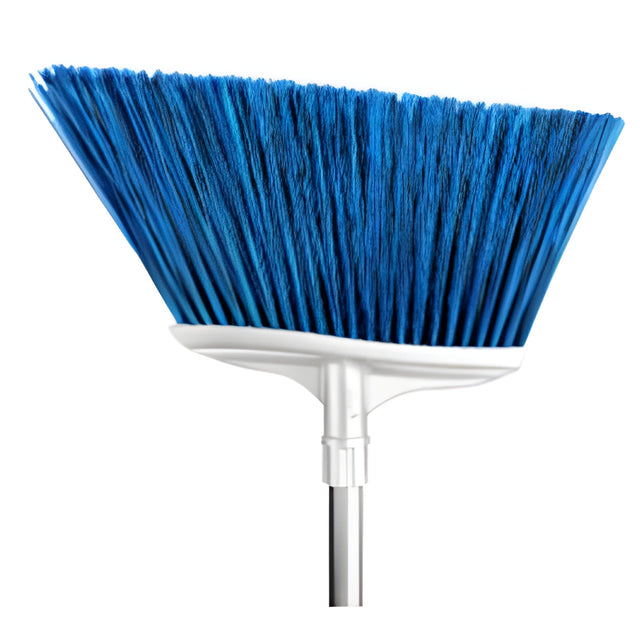 Spectra 12" Color-Coded Angle Broom with 48" Fiberglass Handle, Blue – 12/Case